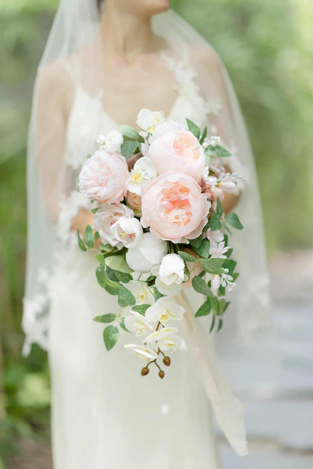 Standard Cascade Bridal Bouquet in Blush & Cream