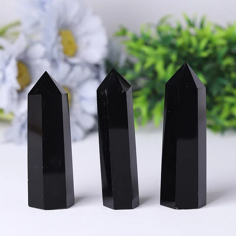 Black Obsidian Towers Points Bulk Polished Healing Tower