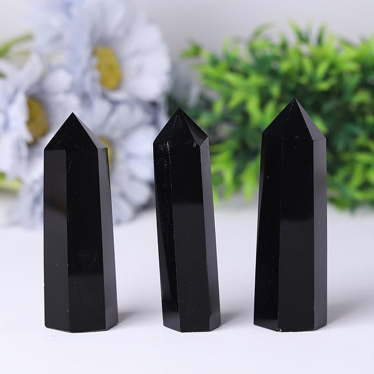Black Obsidian Towers Points Bulk Polished Healing Tower