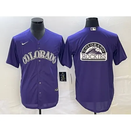 Men's Colorado Rockies Purple Team Big Logo Stitched Baseball Jersey