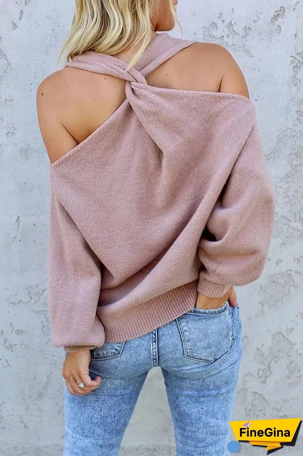 Off-the-shoulder Knitted Sweater P13693
