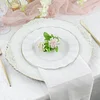 10 Pack | 9" White Hard Plastic Dinner Plates with Gold Ruffled Rim, Heavy Duty Disposable Dinnerware