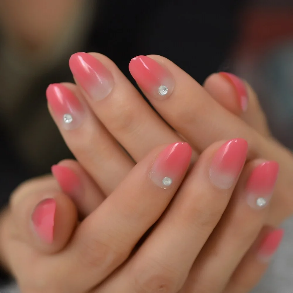 Fadeing Apple Color Medium Short Square Press On Nail 2021 New Pre Designs Red To Orange Original Nail Tips Fingernail Wholesale-Nail Inspo