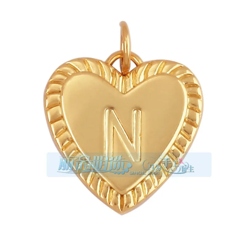 1 Piece 15 * 19mm Hole 5~5.9mm Copper Zircon Letter Heart Shape Pendant Jewelry Accessories