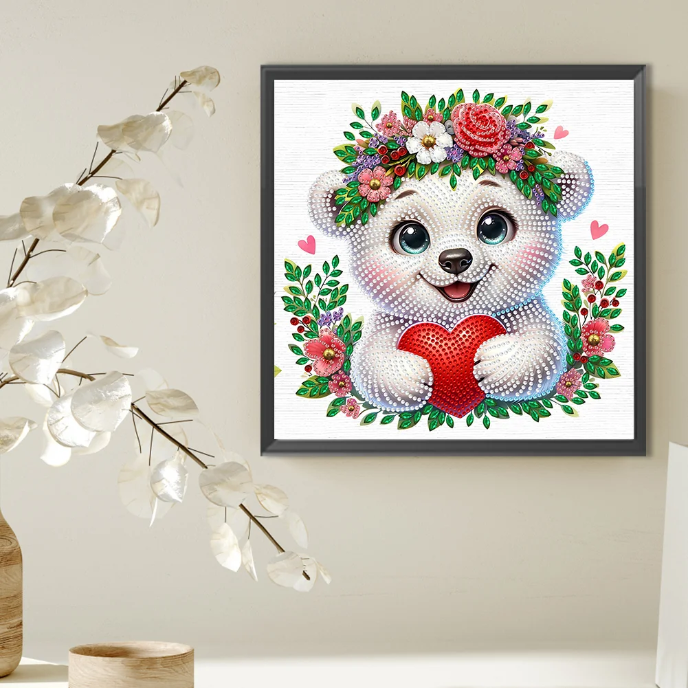 Diamond Painting - Partial Special Shaped Drill - Flowers Bear(Canvas|30*30cm)