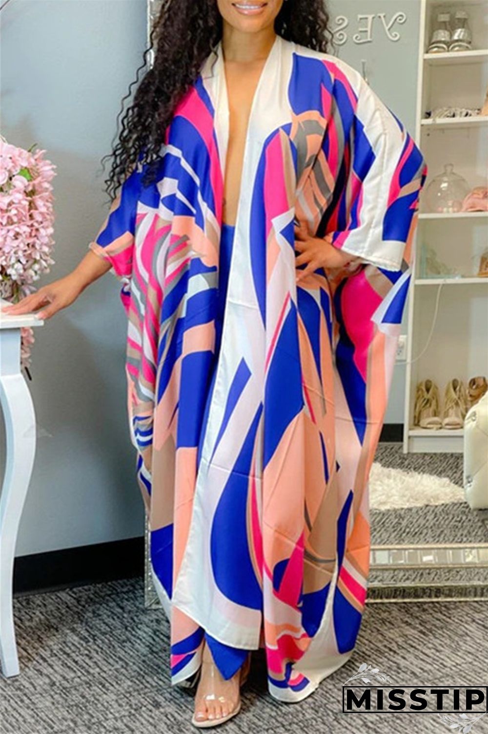 Blue Fashion Casual Print Cardigan Outerwear