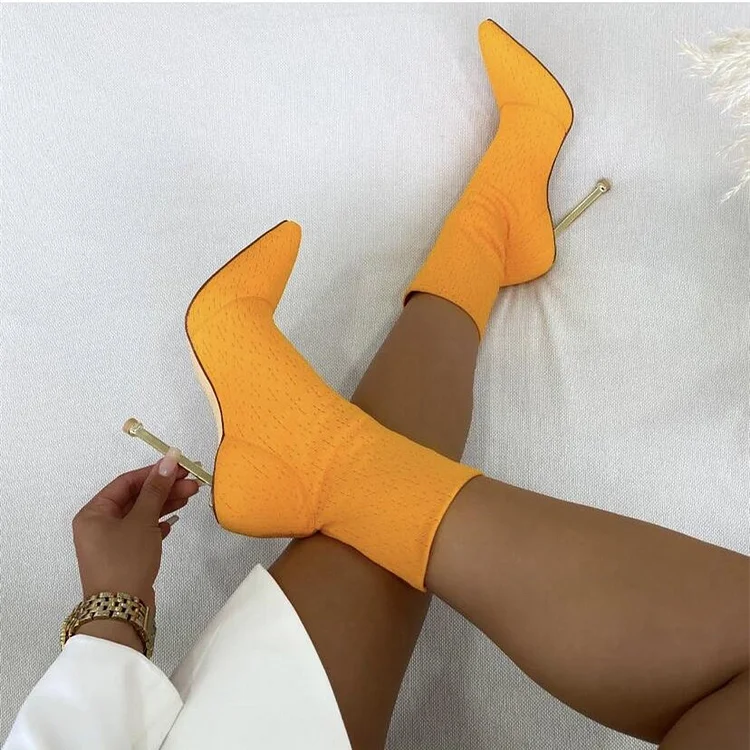 Custom Made Mustard Sock Boots |FSJ Shoes