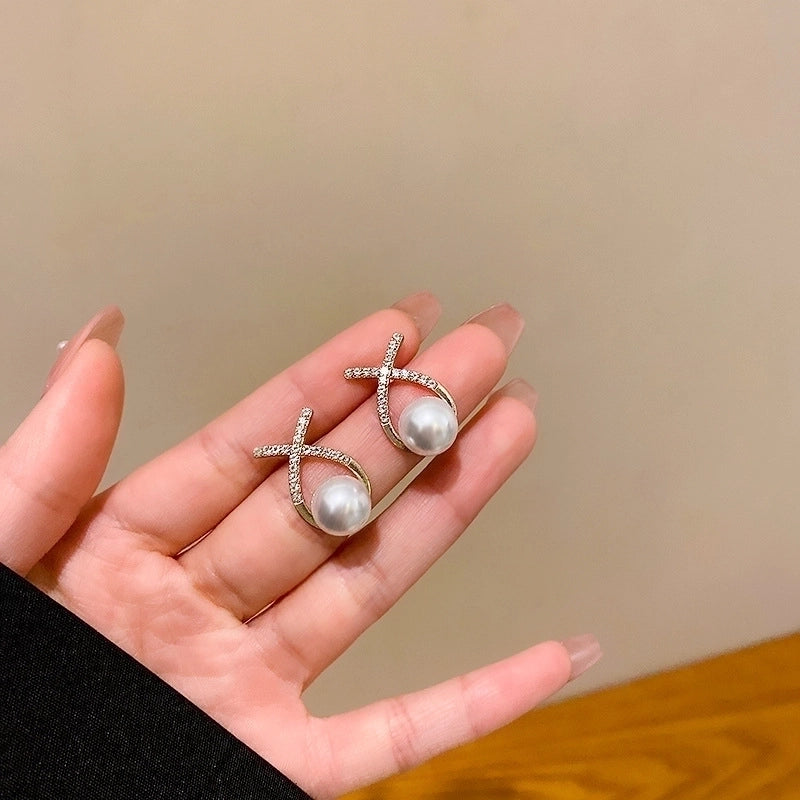 Sweet Star Flower Bow Knot Alloy Inlay Artificial Pearls Rhinestones Women’s Earrings 1 Pair