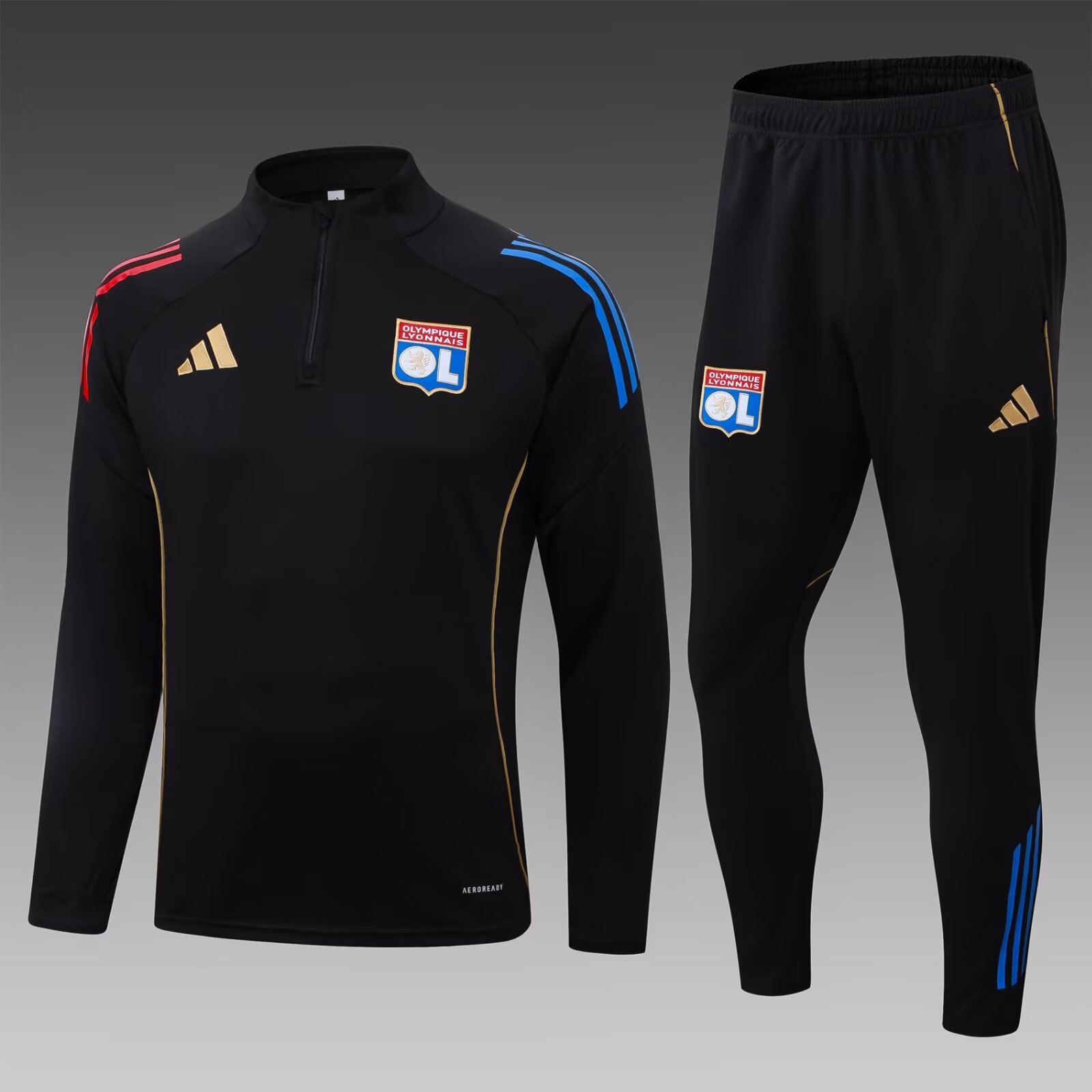 2025/2026 Lyon Half-Pull Training Suit Black Football Shirt