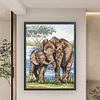 >SALE<Full Embroidery Eco-cotton Thread 11CT Printed Elephants Cross Stitch 50x65cm