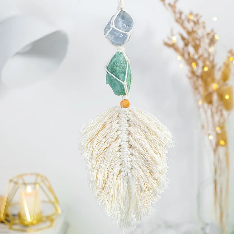 Natural Crystal With Wave Tassel Gemstone Ornament-Lapis Lazuli&Amazonite
