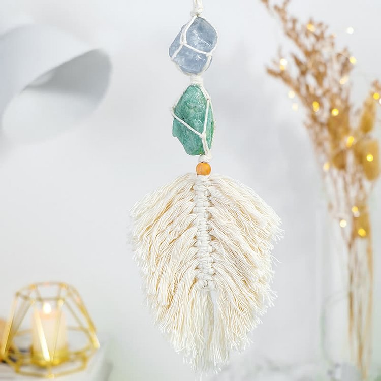 Natural Crystal With Wave Tassel Gemstone Ornament