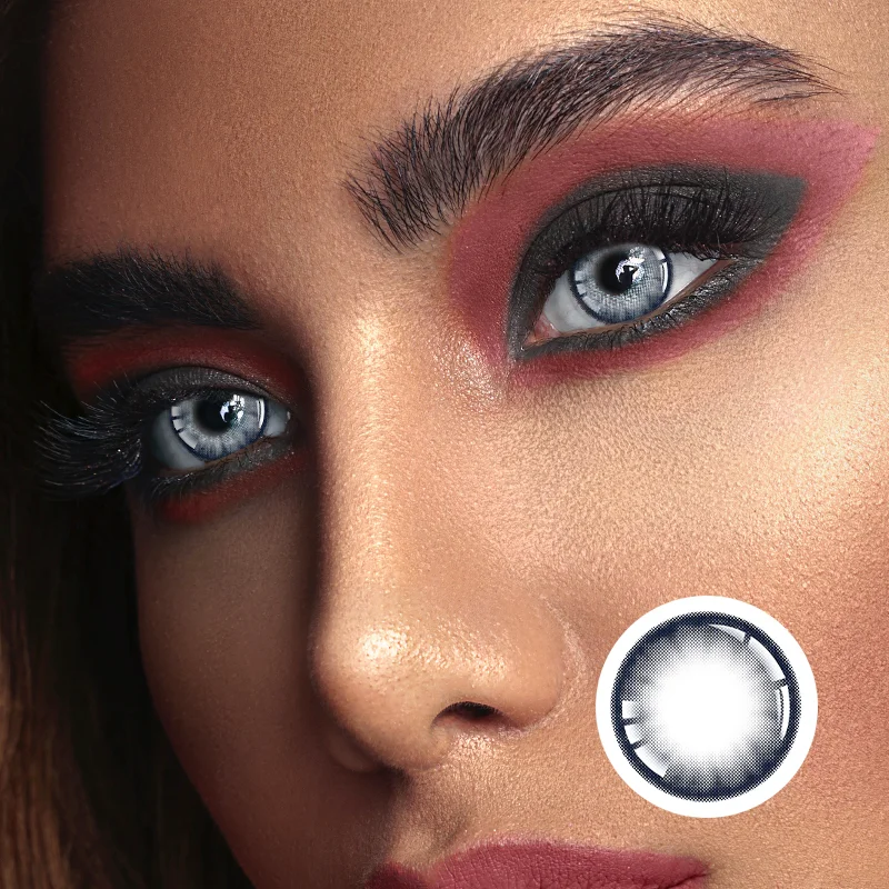 NEBULALENS Cold Lemon Tea Blue Ash Yearly Prescription Colored Contact Lenses NEBULALENS
