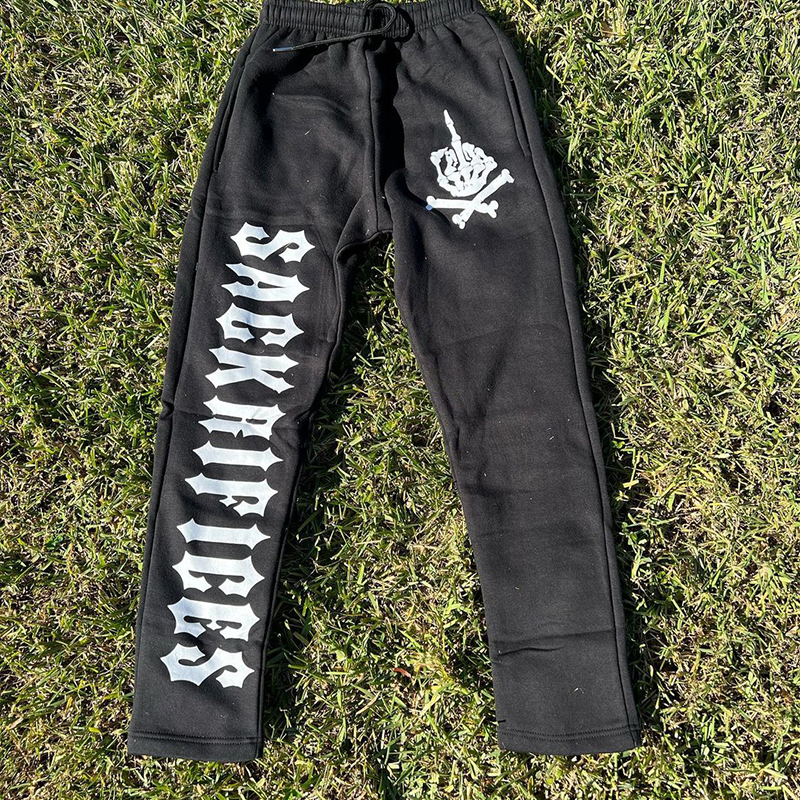 Simple Skull Finger Letter Print Casual Men'S Trousers