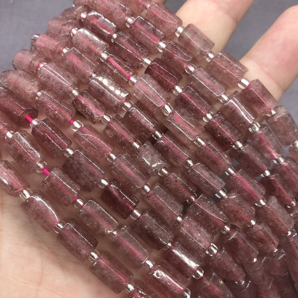 Strawberry Quartz Prism Cube Beads Natural Stone Spacer Diy for Jewelry - Shop Trendy Women's Fashion | TeeYours