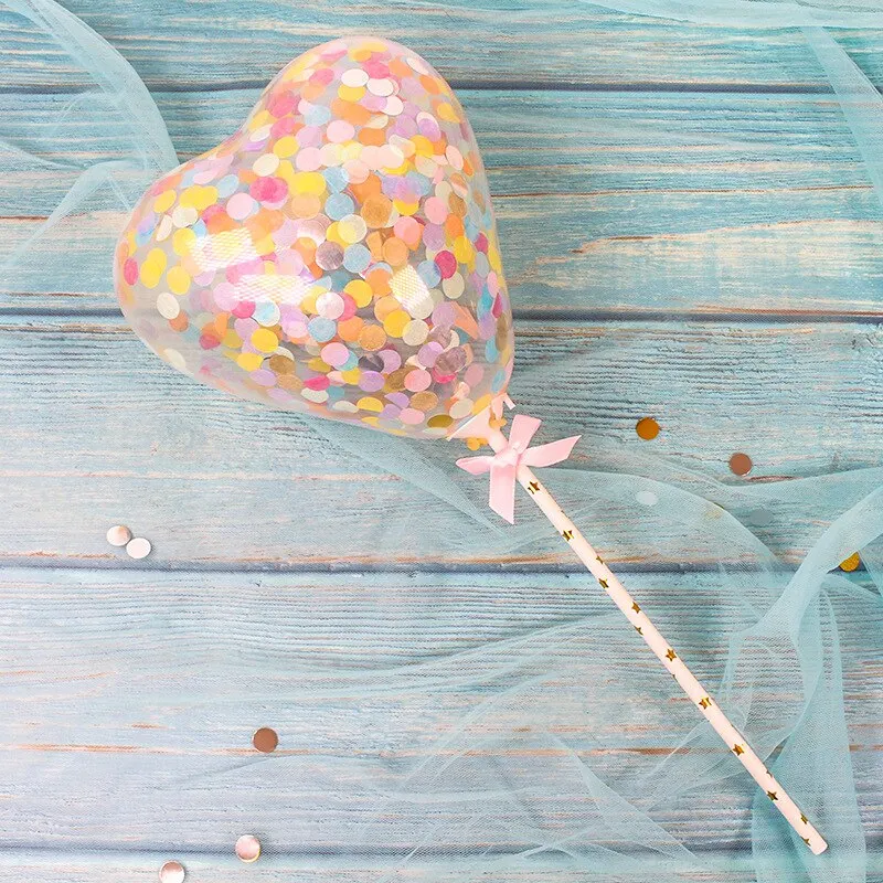 1 Set 5inch Confetti Balloon Cake Topper Decoration with Paper Straw Bow Baby Shower Favors Wedding Birthday Party Supplies