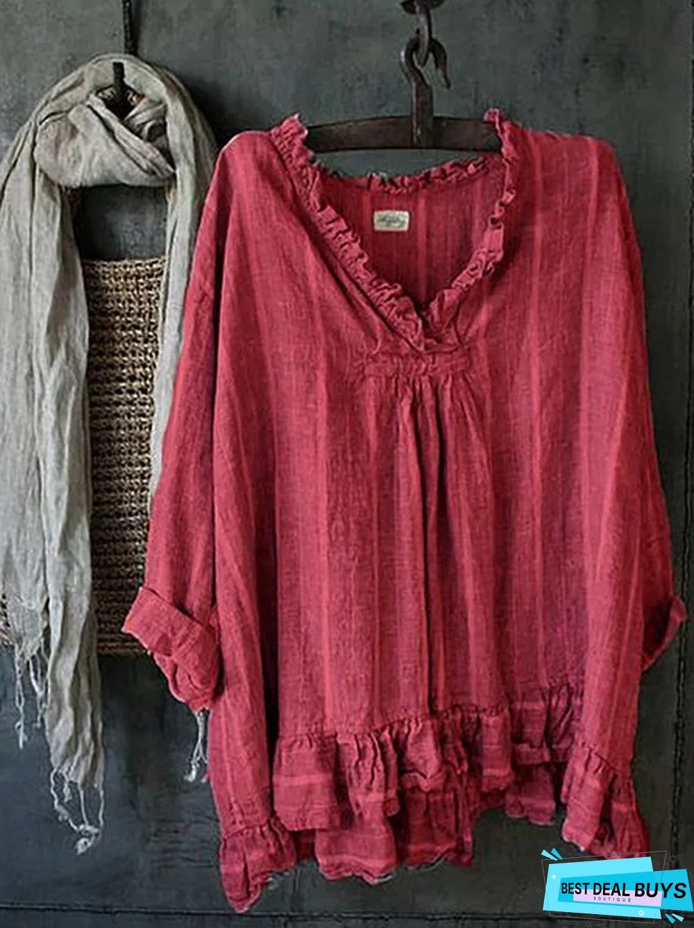 Women Cotton Shift Long Sleeve Top