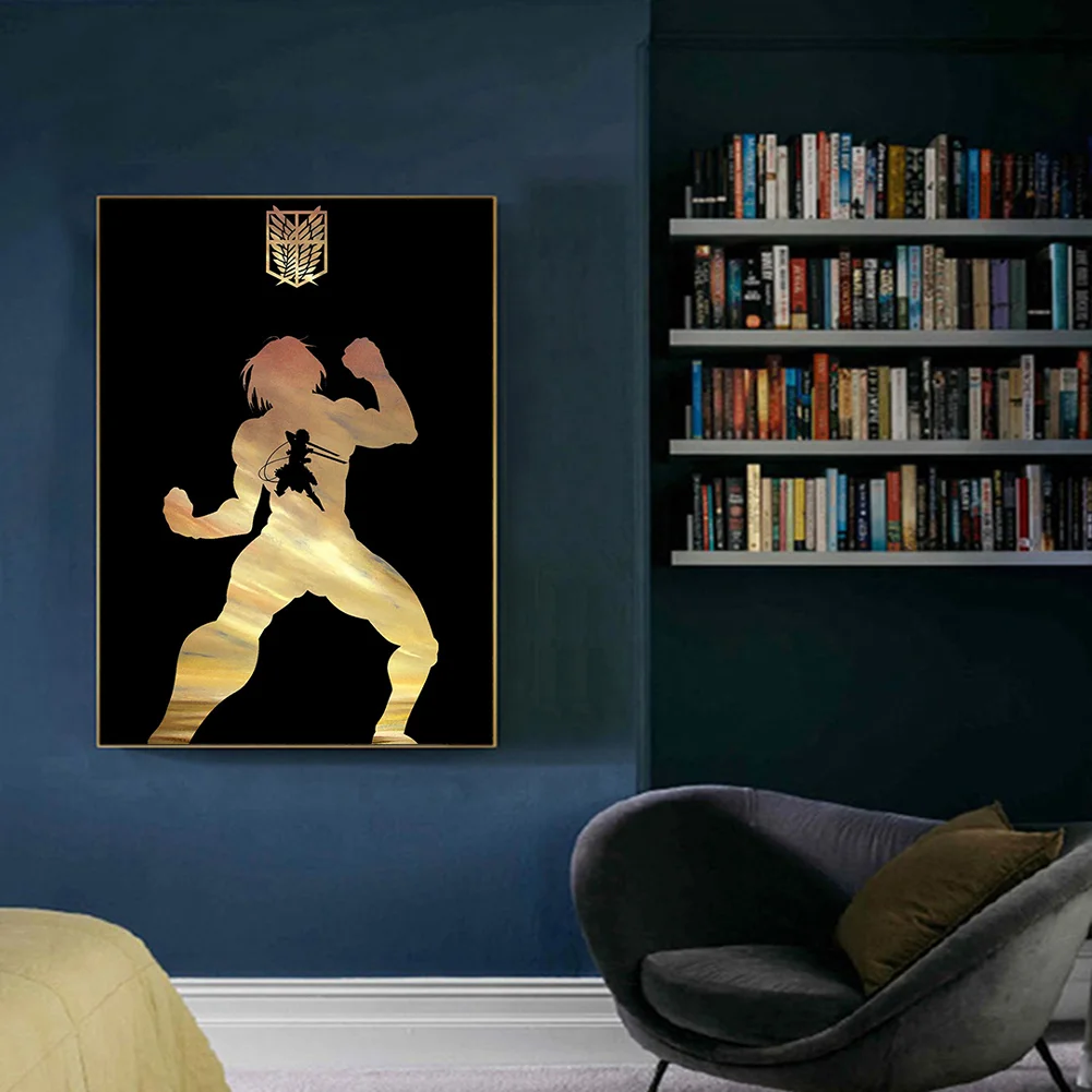 Full Round Diamond Painting 35*50cm - Attack On Titan - Silhouette