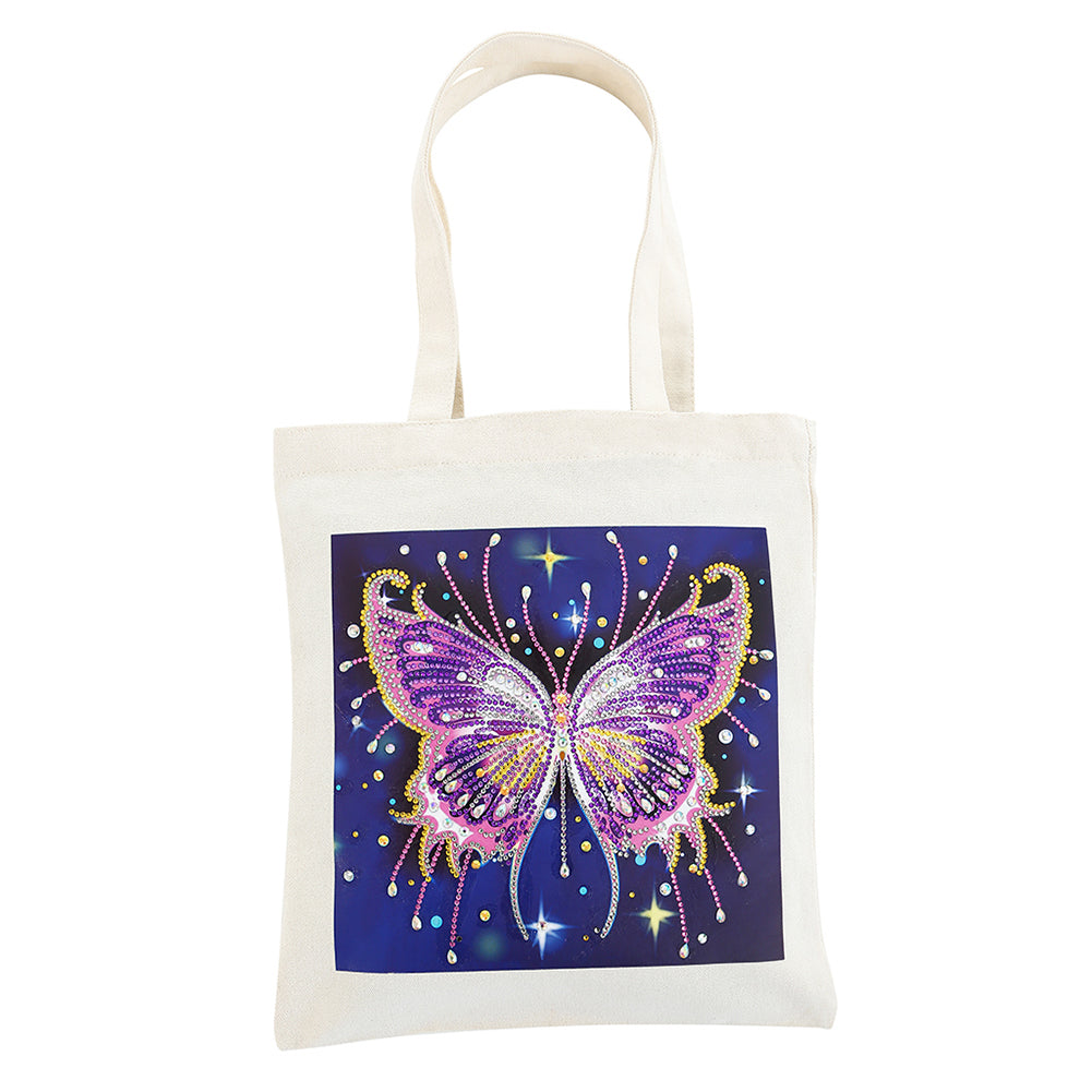 Diy Diamond Painting Handbag Shopping Storage Tote (Bb001 Purple Butterfly) gbfke