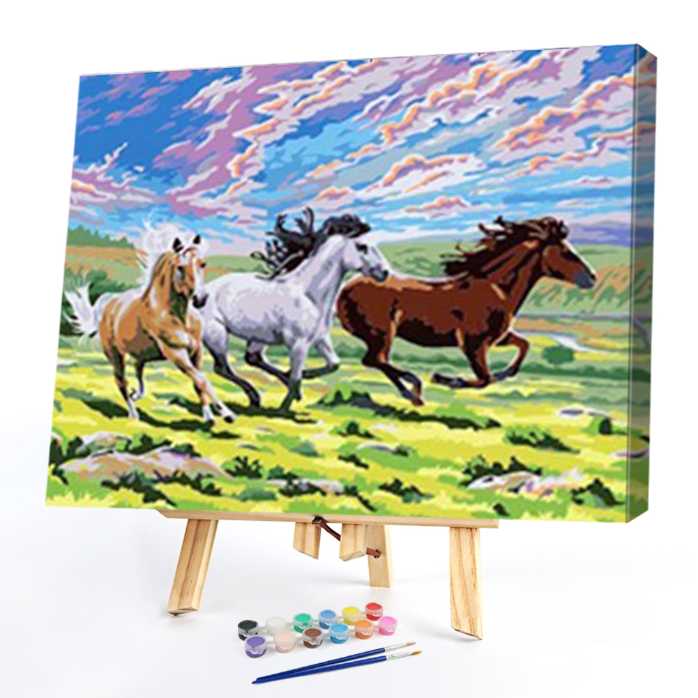 diy painting by numbers kit horses4050 cm