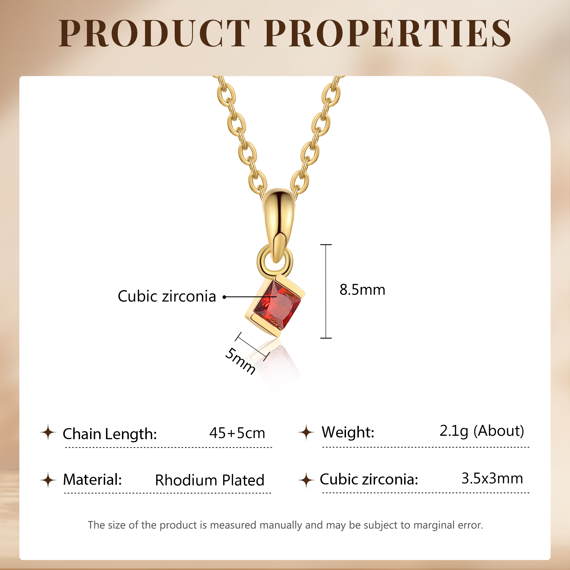 Personalised Women's Necklace Custom 1 Birthstone Pendant Necklace Birthday Gift for Her-Jessemade AU