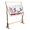 (US Local)Wooden Cross Stitch Frame Height Adjustable Embroidery Floor Stand Rack (L)