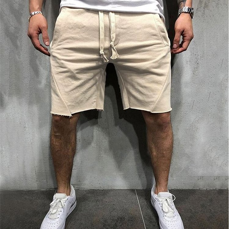 Lace-Up Slim Plain Lace-Up Men's Shorts