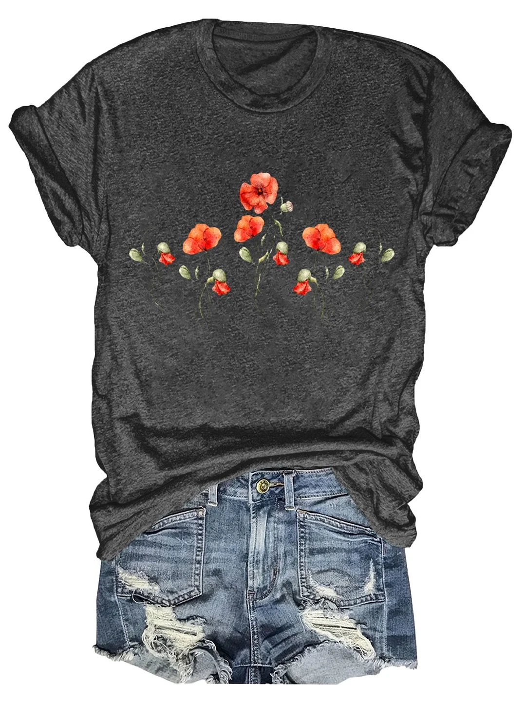 Eagerlys Poppy Flower Art Print T-shirt Eagerlys