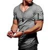Men's Cuff Zipper Pocket Color Cotton Breathable T-Shirt by Inlyline