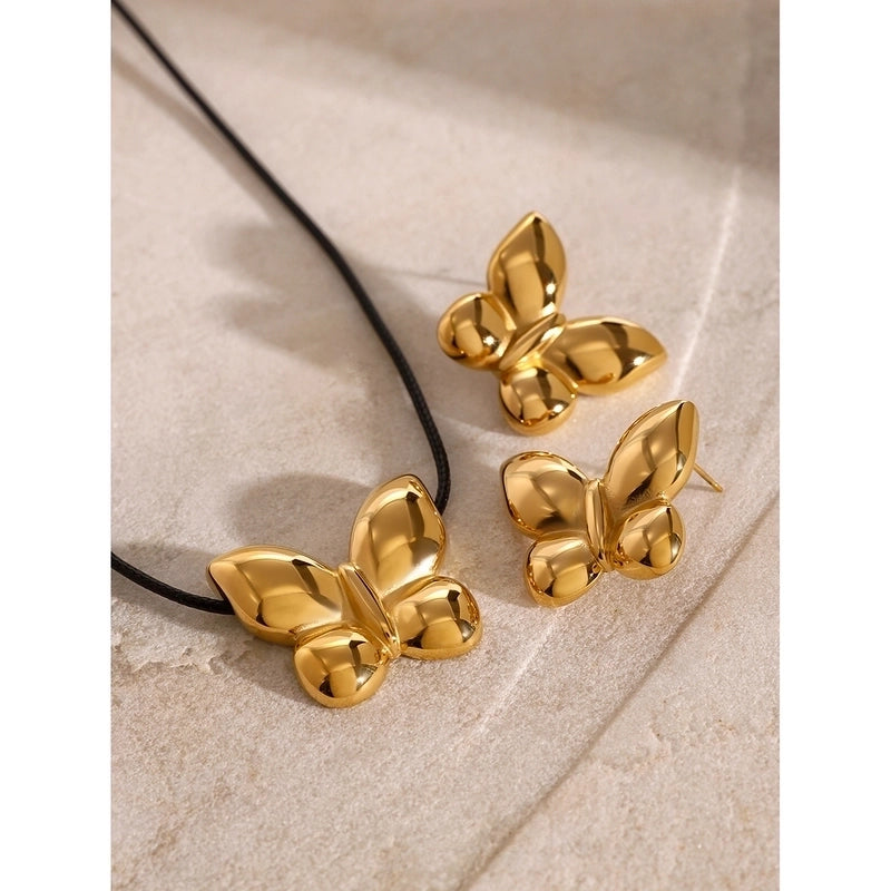 Minimalist Classic Style Butterfly 304 Stainless Steel Jewelry Set