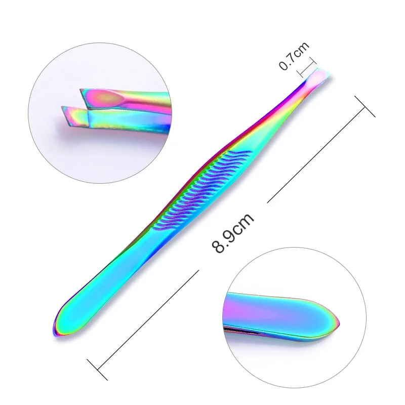 Straight Nail Tweezers with Silicone Pressing Head for 3D Sticker Rhinestones Water Sticker Picker Nails Tools Stainless Steel-Nail Inspo