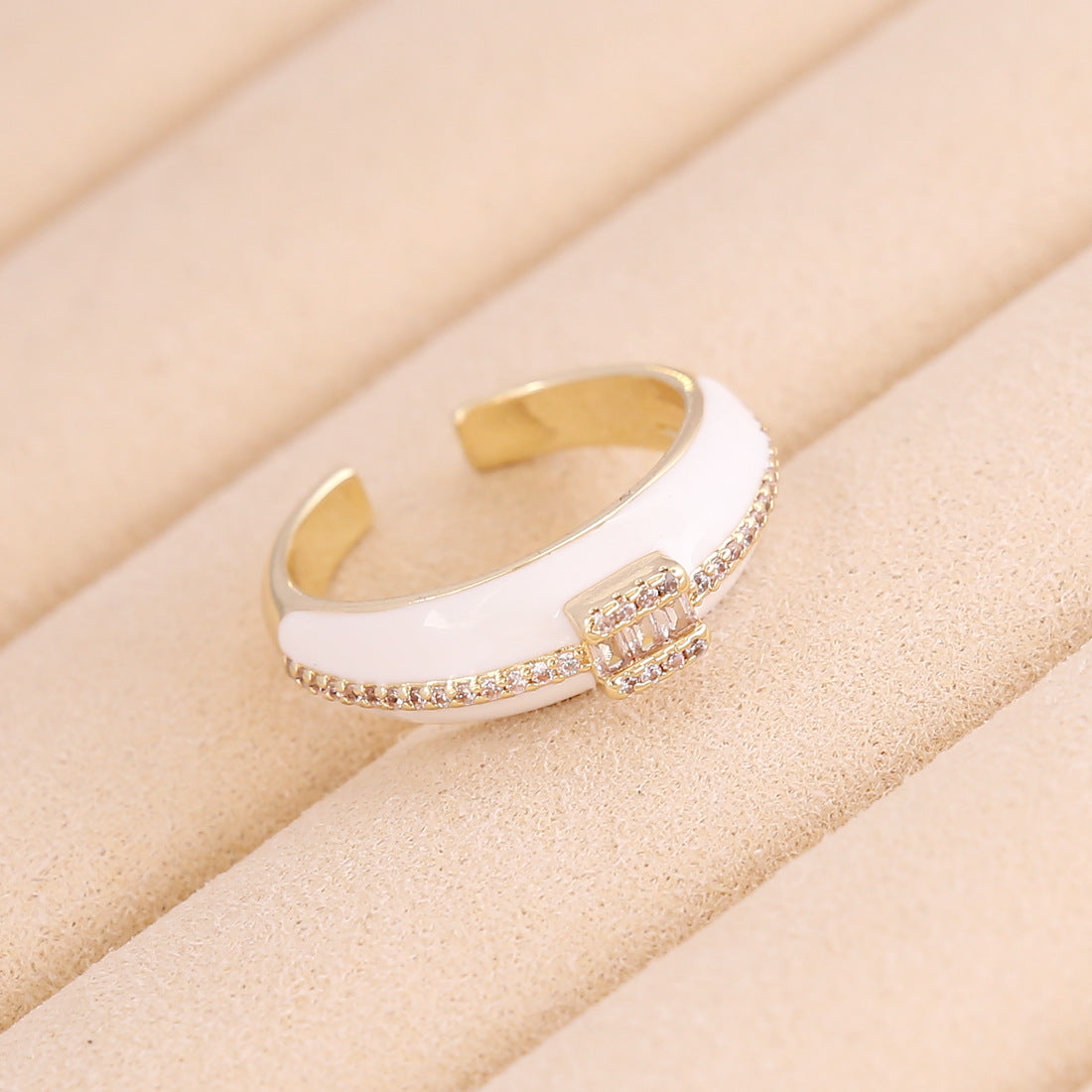 Women IG Style Metal Heart Copper Oil Dripping Rings