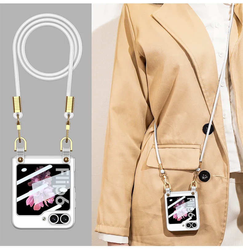 Suitable for Samsung Galaxy Z Flip5\6 Fashion Girls Ultra-thin Strap New Personality Crossbody Strap Mobile Phone Case
