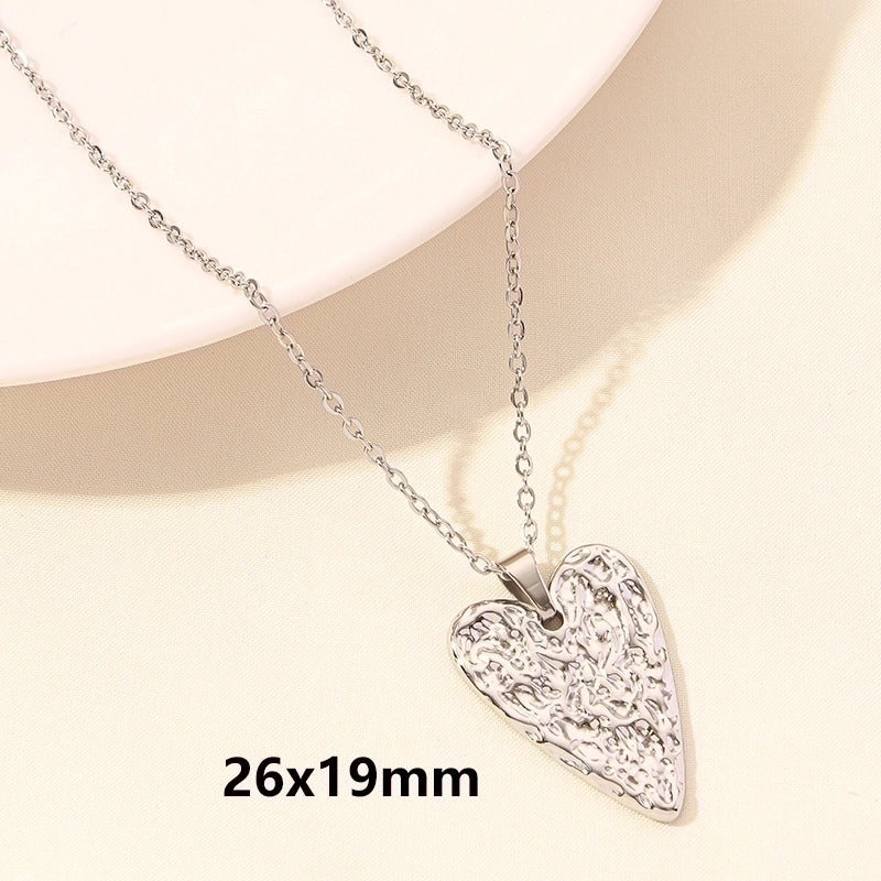 Elegant Minimalist Heart Shape 304 Stainless Steel 18K Gold Plated Plating Hollow Out Pendant Necklace