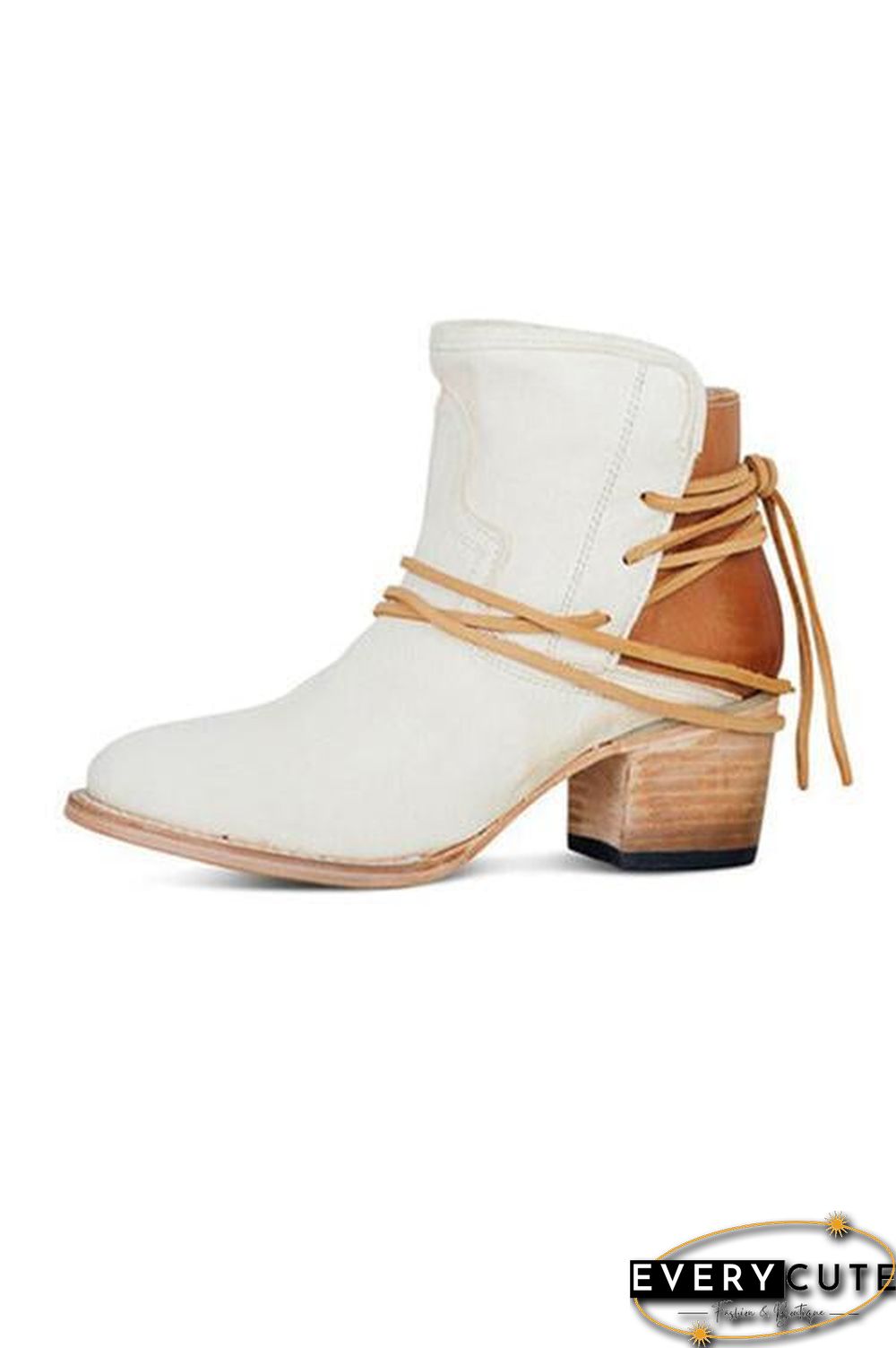 Lace Up Chunky Heels Ankle Boots