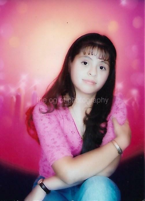 FOUND Photo Poster painting Color PRETTY YOUNG WOMAN Original Portrait LATINA 14 16 T