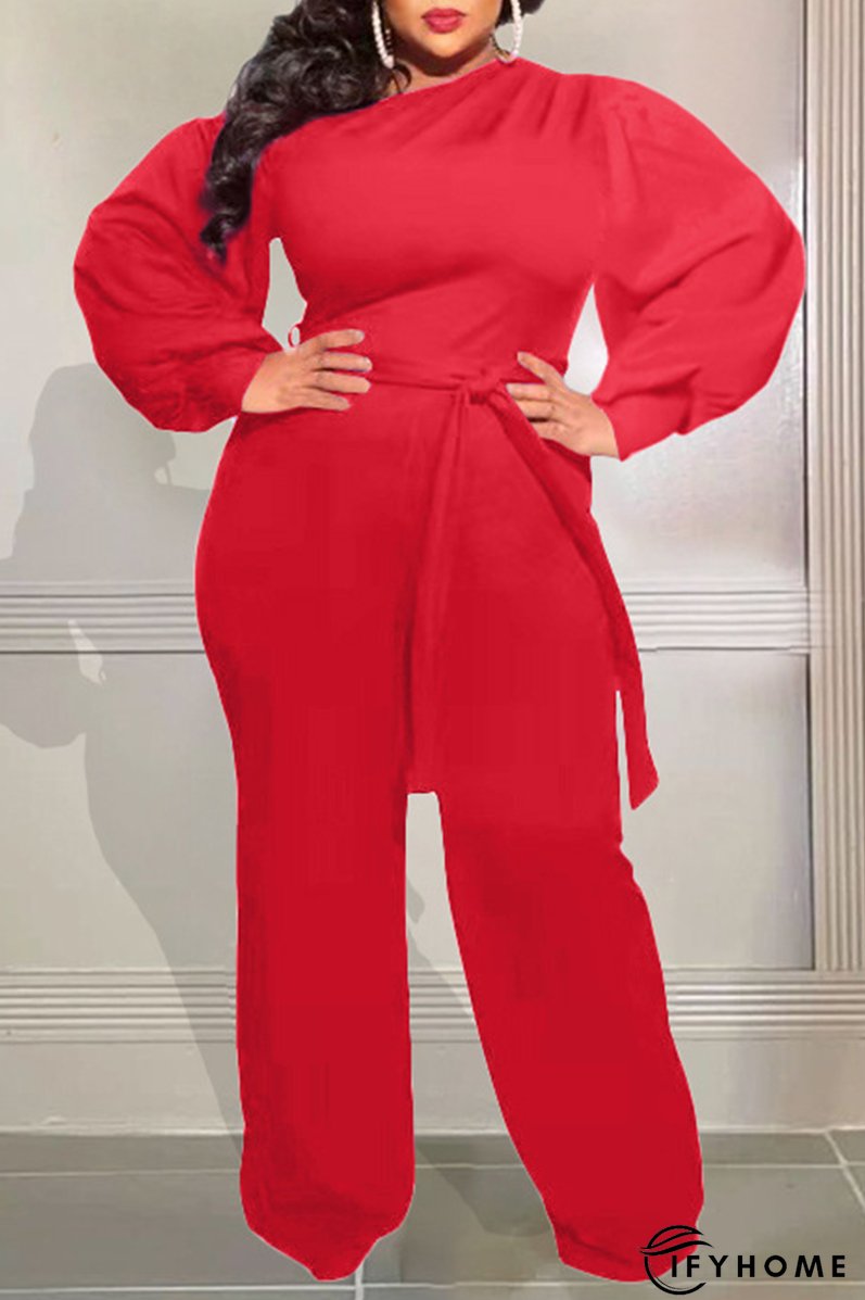 Casual Solid Split Joint Off the Shoulder Plus Size Jumpsuits | IFYHOME