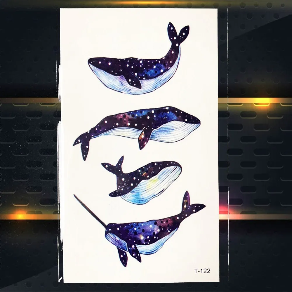 Cute Geometric Planet Temporary Tattoo For Children Girl Moon Forest Waterproof Fake Black Tattoo Stickers Kids Women Ear Tatoos