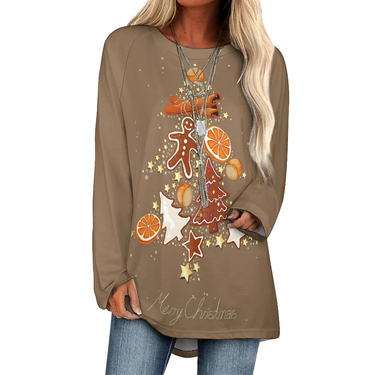 Personalized Custom Women's Raglan Long Sleeve T-shirt Christmas