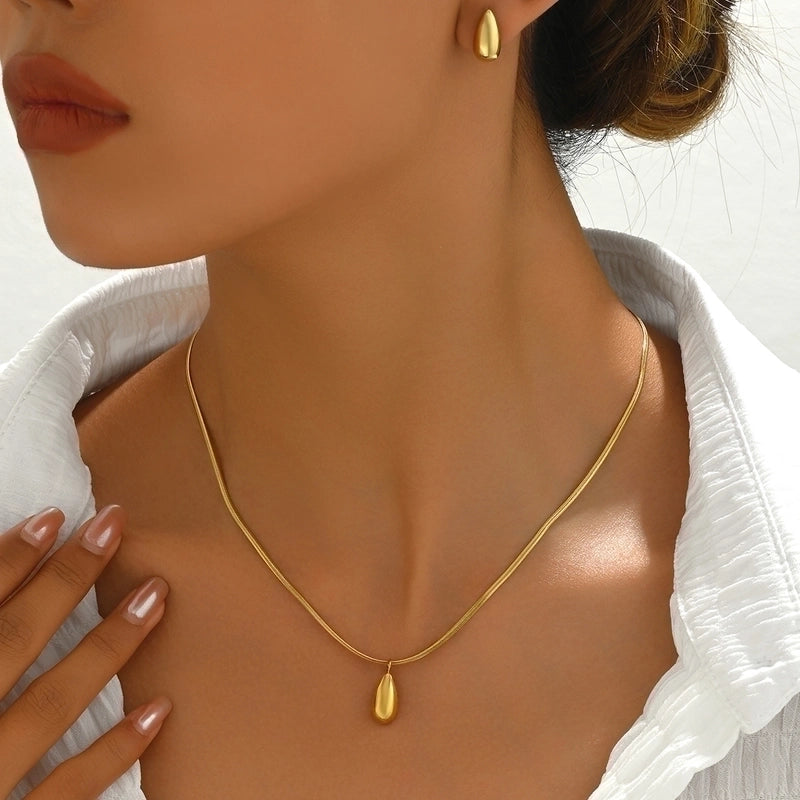Elegant Retro Minimalist Geometric 304 Stainless Steel 14K Gold Plated Polishing Plating Earrings Necklace