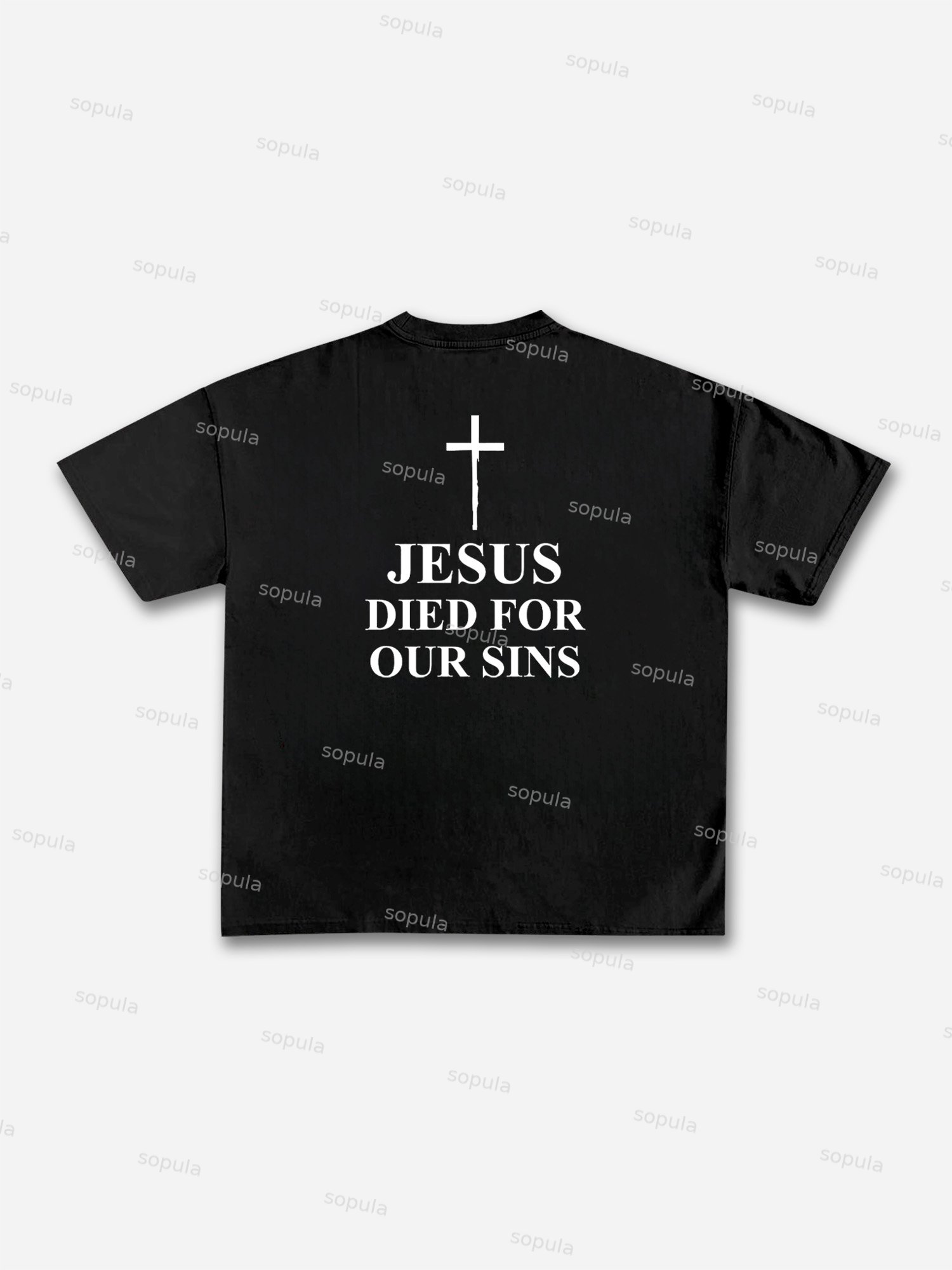 Thorn Neckline Jesus Alphabet Graphic Cotton T-shirt - Sopula｜Premium Graphic Tees & Graphic Clothing