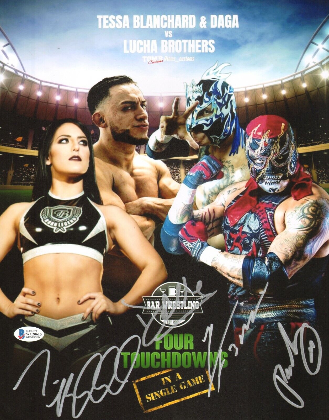 Pentagon Jr Rey Fenix & Daga Tessa Blanchard Signed 11x14 Photo Poster painting BAS COA AEW AAA