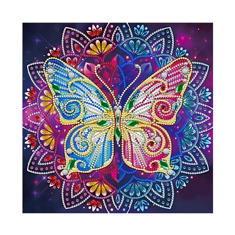 Butterfly - Partial Special Shaped Drill Luminous Diamond Painting - 30x30cm(Canvas)