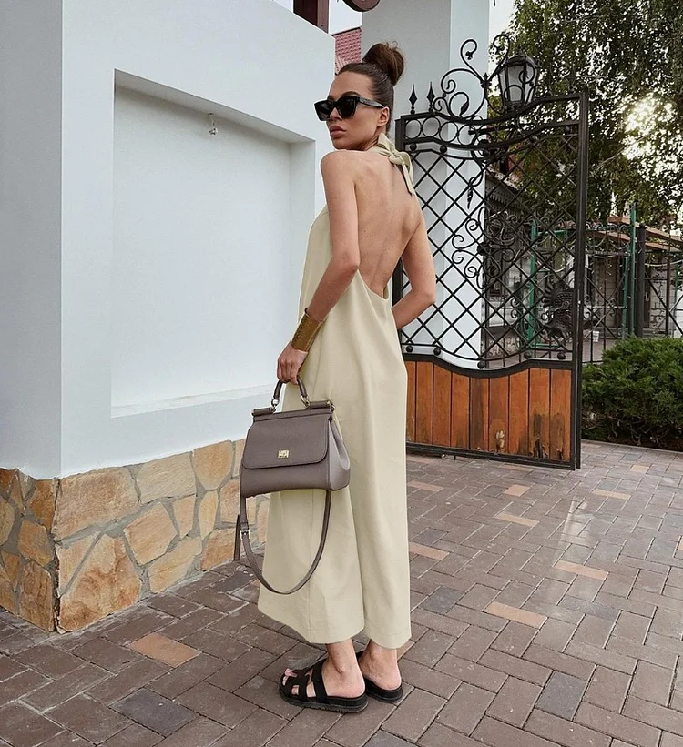 Casual Lace-Up Backless Sleeveless Dress