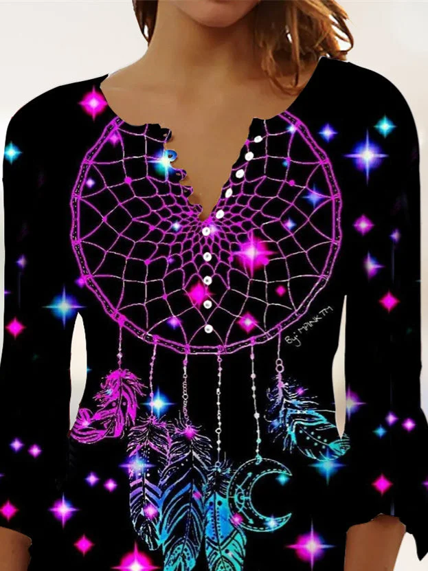 Women Half Sleeve V-neck Solid Color Dress