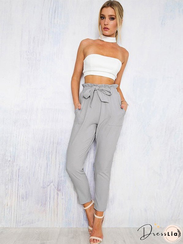 All-match Waistband Cropped Trousers