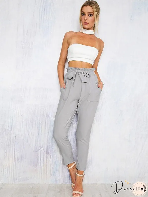 All-match Waistband Cropped Trousers