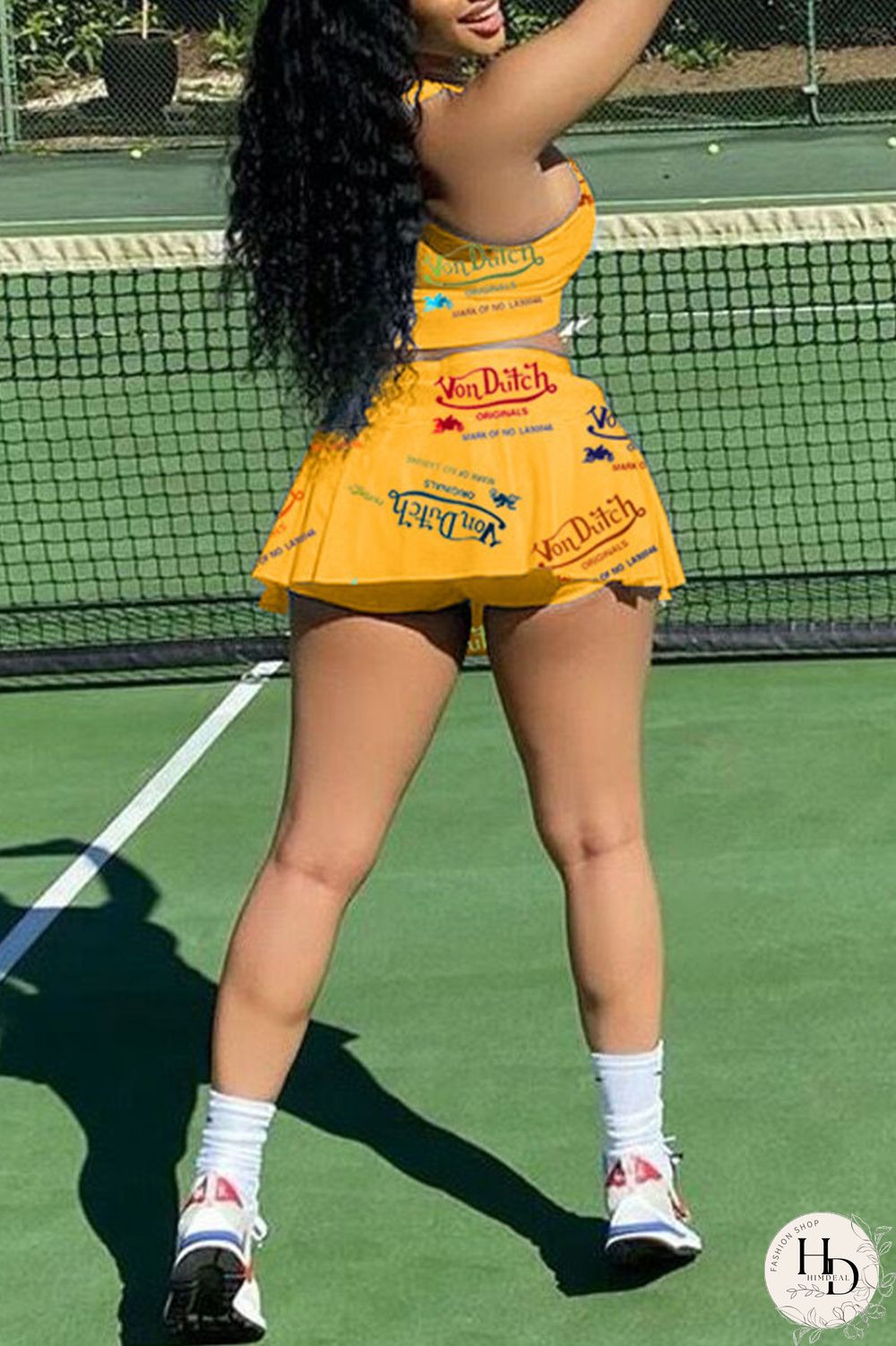 White Casual Letter Print Patchwork U Neck Sleeveless Two Pieces