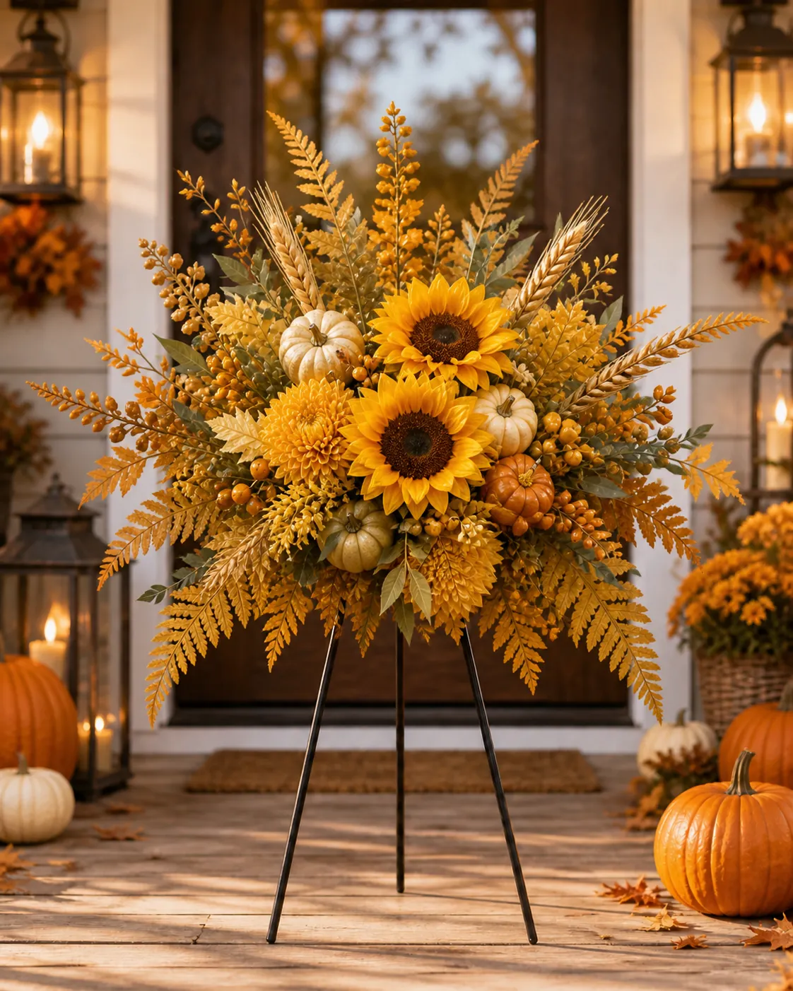 Golden Sunflower Welcome floral garden stake