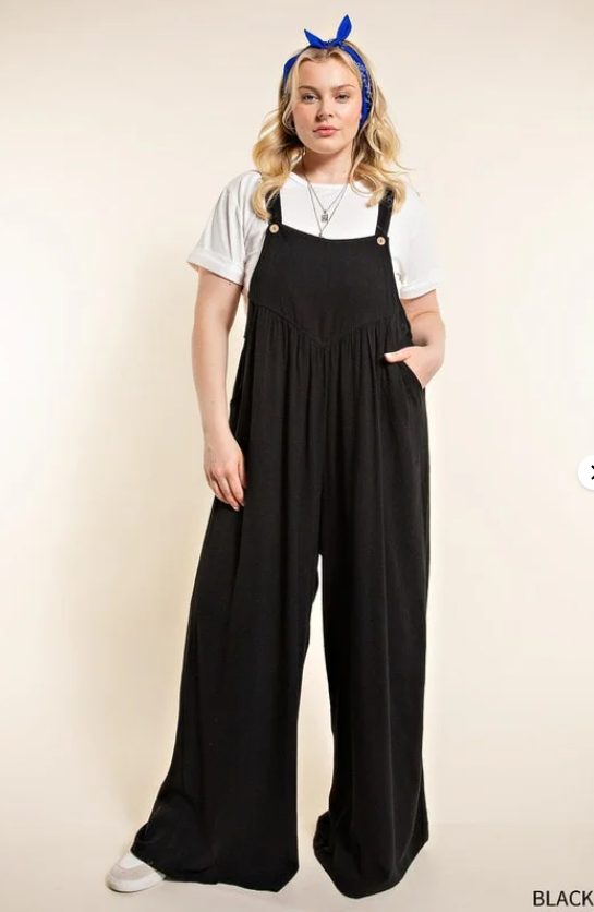 Tokyel Plus Size Wide Leg Overalls Jumpsuit (Buy 2 Free Shipping)